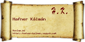 Hafner Kálmán névjegykártya